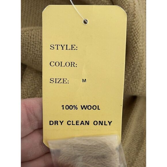 Parker Of Vienna Vintage 100% Wool Cardigan Sweater Tan Medium - Picture 6 of 7